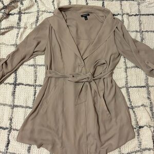 Taupe Lightweight Tie-Waist blouse Torrid